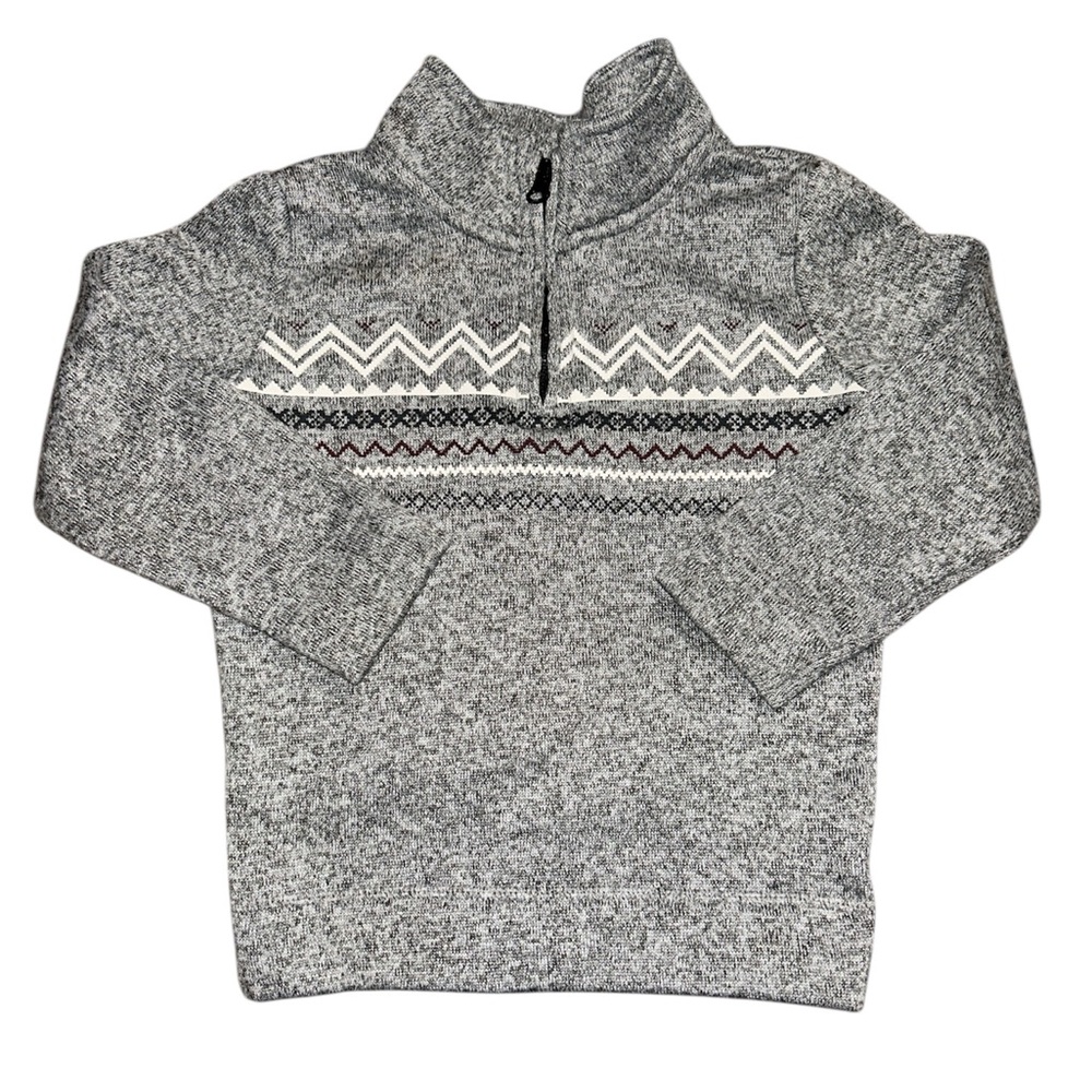 Gray Quarter-Zip Sweater with Pattern